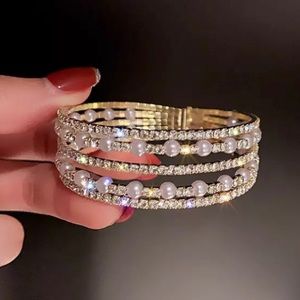 Feel Stunning & Chic| Multilayer Rhinestone Bangle Bracelet  Accessory Jewelry